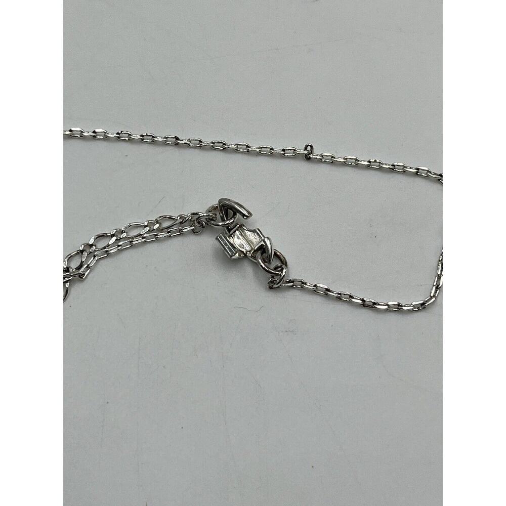 Givenchy Vintage Silver Tone Sparkling Rhinestone Faux Pearl Y Drop‎ Necklace - Picture 6 of 14